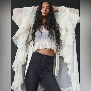 Free People Full Sleeve Frill Top CURRENT